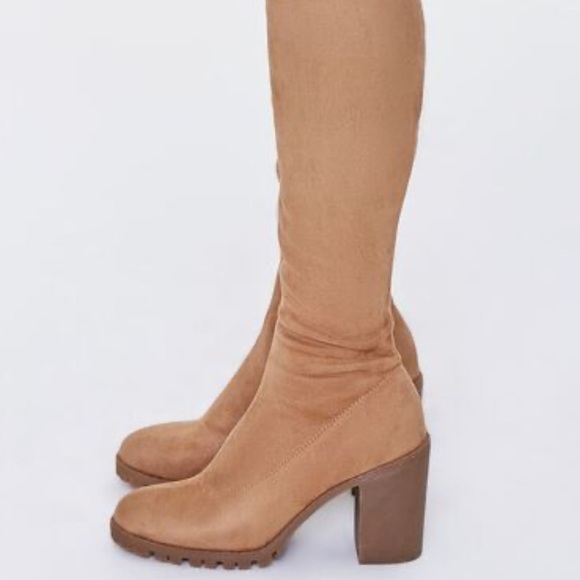 Faux Suede Over Knee Boots - Picture 2 of 4